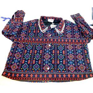 NWT Savanna Jane 3X Multicolor Southwestern Rhinestone Embellished Western Fring